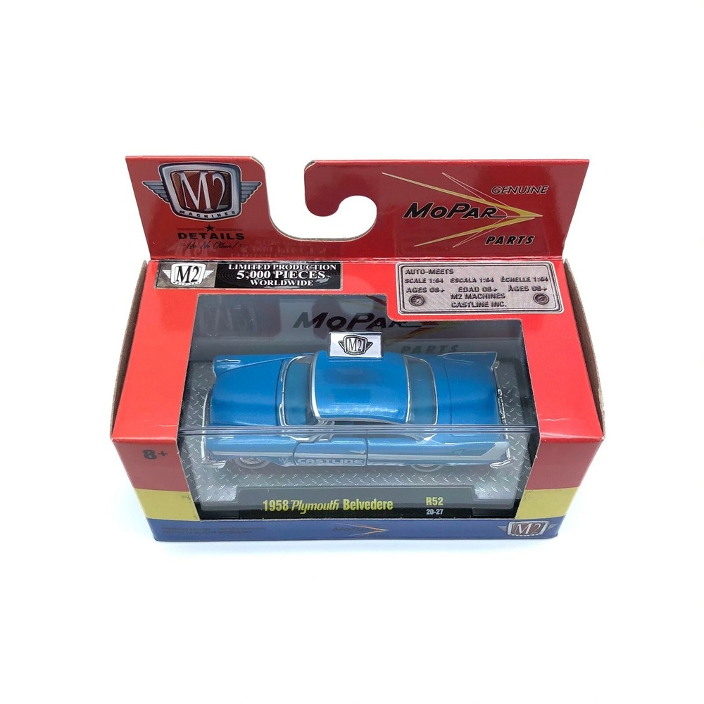 M2 Machines 1958 '58 Plymouth Belvedere Car Blue Mopar Parts Diecast 1/64 Scale - Picture 3 of 7